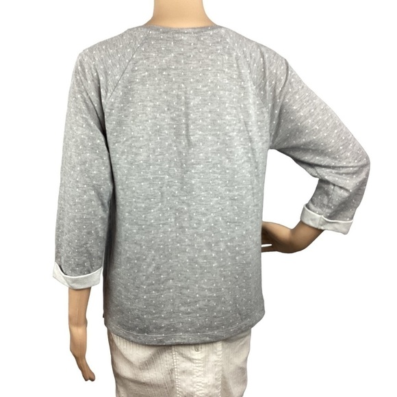 Chico's Dinah Dot Top Size S Gray - Picture 3 of 5